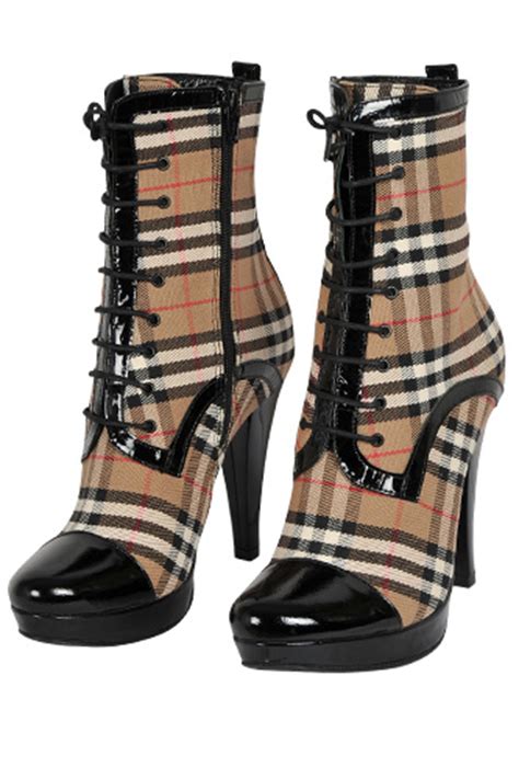 burberry plaid heels|Burberry high heel boots.